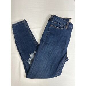 Free People Women's Distressed Ripped Knee Skinny‎ Jeans Dark Wash Denim Size 30